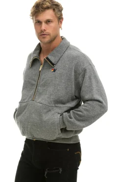 Sweatshirts | Sweatshirts | Aviator Nation LOGO EMBROIDERY HALF ZIP SWEATSHIRT - HEATHER GREY HEATHERGREY