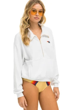 Sweatshirts | Sweatshirts | Aviator Nation LOGO EMBROIDERY HALF ZIP SWEATSHIRT - WHITE