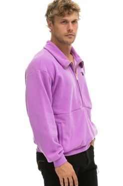 Sweatshirts | Sweatshirts | Aviator Nation LOGO EMBROIDERY HALF ZIP SWEATSHIRT - NEON PURPLE NEONPURPLE
