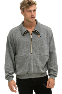Sweatshirts | Sweatshirts | Aviator Nation LOGO EMBROIDERY HALF ZIP SWEATSHIRT - HEATHER GREY HEATHERGREY