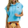 Hoodies | Aviator Nation LOGO EMBROIDERY SLEEVELESS RELAXED CROPPED PULLOVER HOODIE - SKY