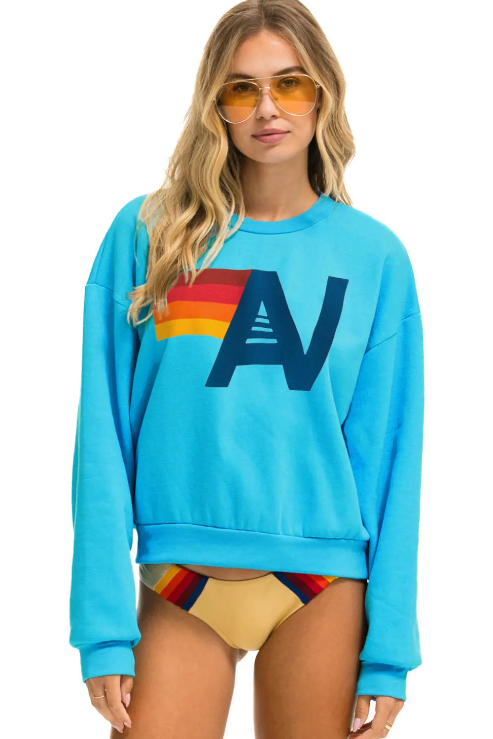Sweatshirts | Sweatshirts | Aviator Nation LOGO RELAXED CREW SWEATSHIRT - NEON BLUE NEONBLUE