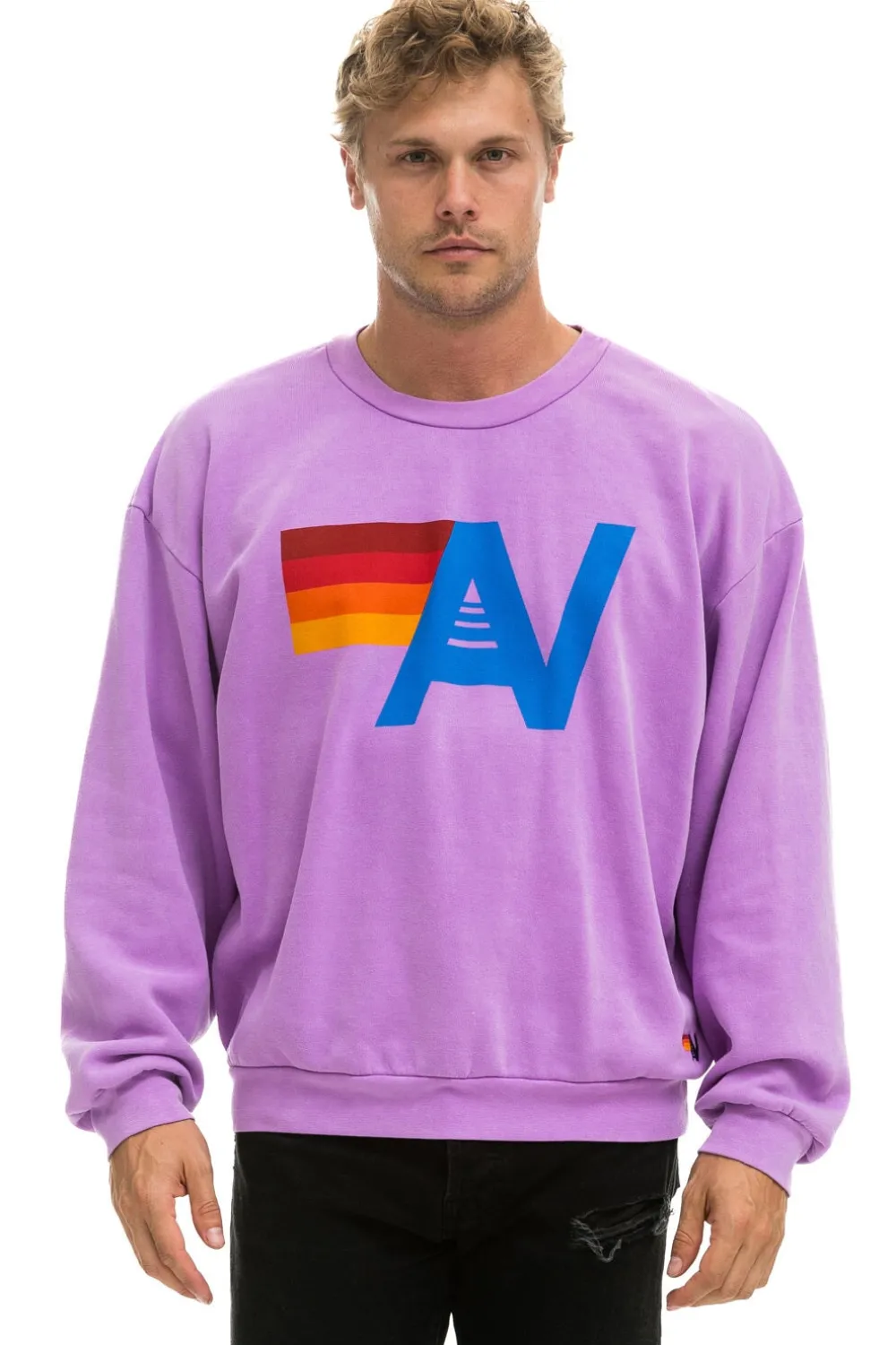 Sweatshirts | Sweatshirts | Aviator Nation LOGO RELAXED CREW SWEATSHIRT - NEON PURPLE NEONPURPLE