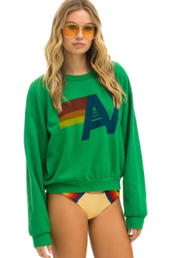 Sweatshirts | Sweatshirts | Aviator Nation LOGO RELAXED CREW SWEATSHIRT - KELLY GREEN KELLYGREEN