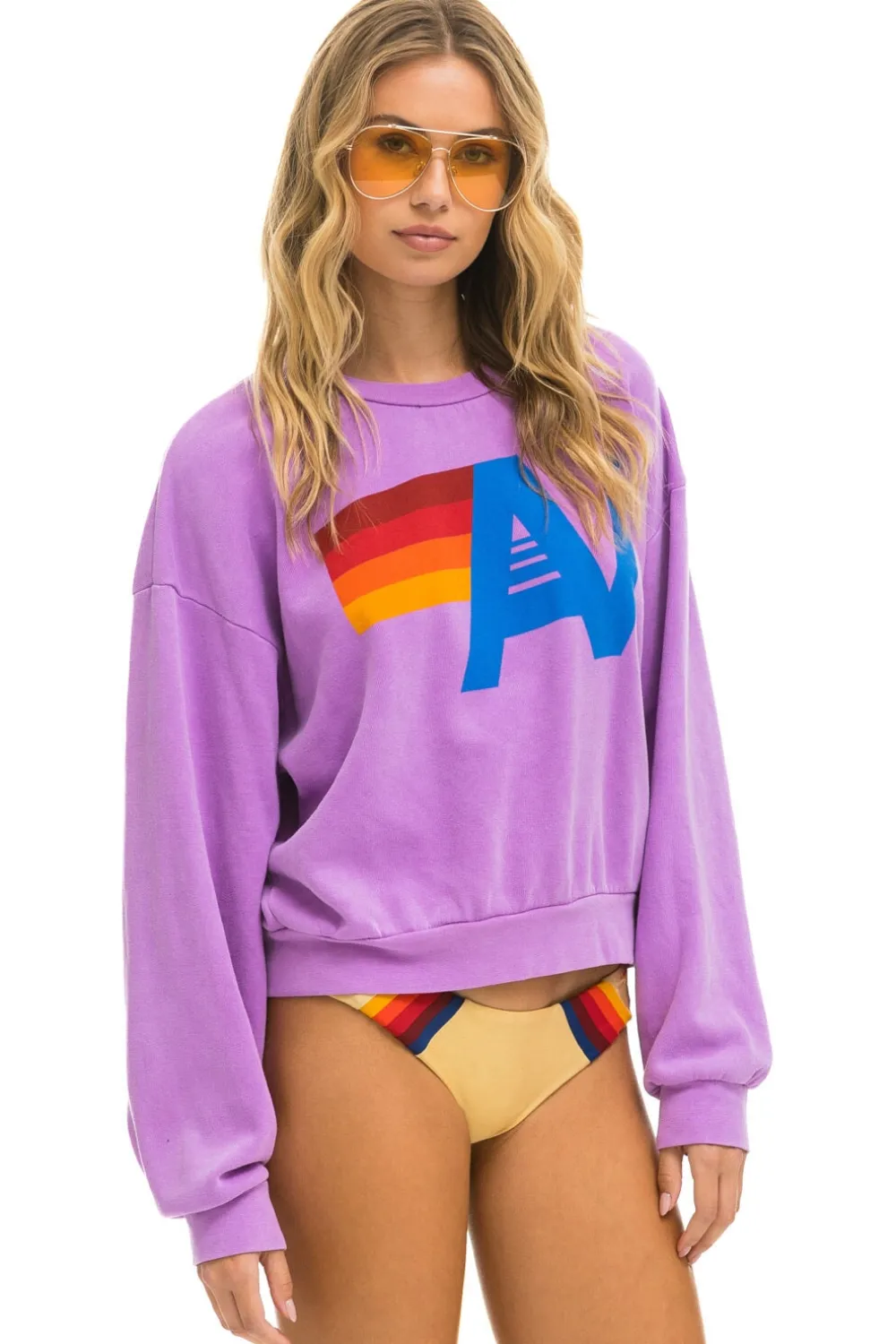Sweatshirts | Sweatshirts | Aviator Nation LOGO RELAXED CREW SWEATSHIRT - NEON PURPLE NEONPURPLE