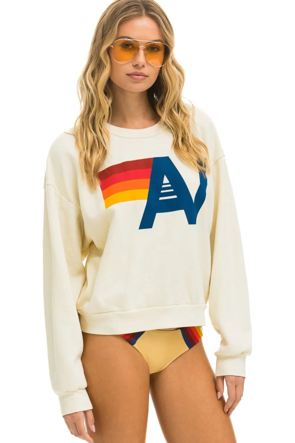 Sweatshirts | Sweatshirts | Aviator Nation LOGO RELAXED CREW SWEATSHIRT - VINTAGE WHITE VINTAGEWHITE