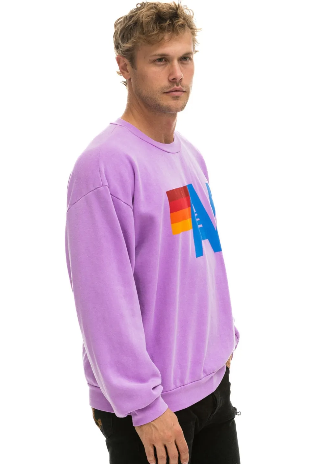 Sweatshirts | Sweatshirts | Aviator Nation LOGO RELAXED CREW SWEATSHIRT - NEON PURPLE NEONPURPLE