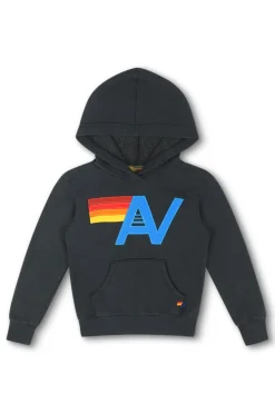 Kid's Hoodies | Aviator Nation LOGO STITCH KIDS PULLOVER HOODIE - CHARCOAL