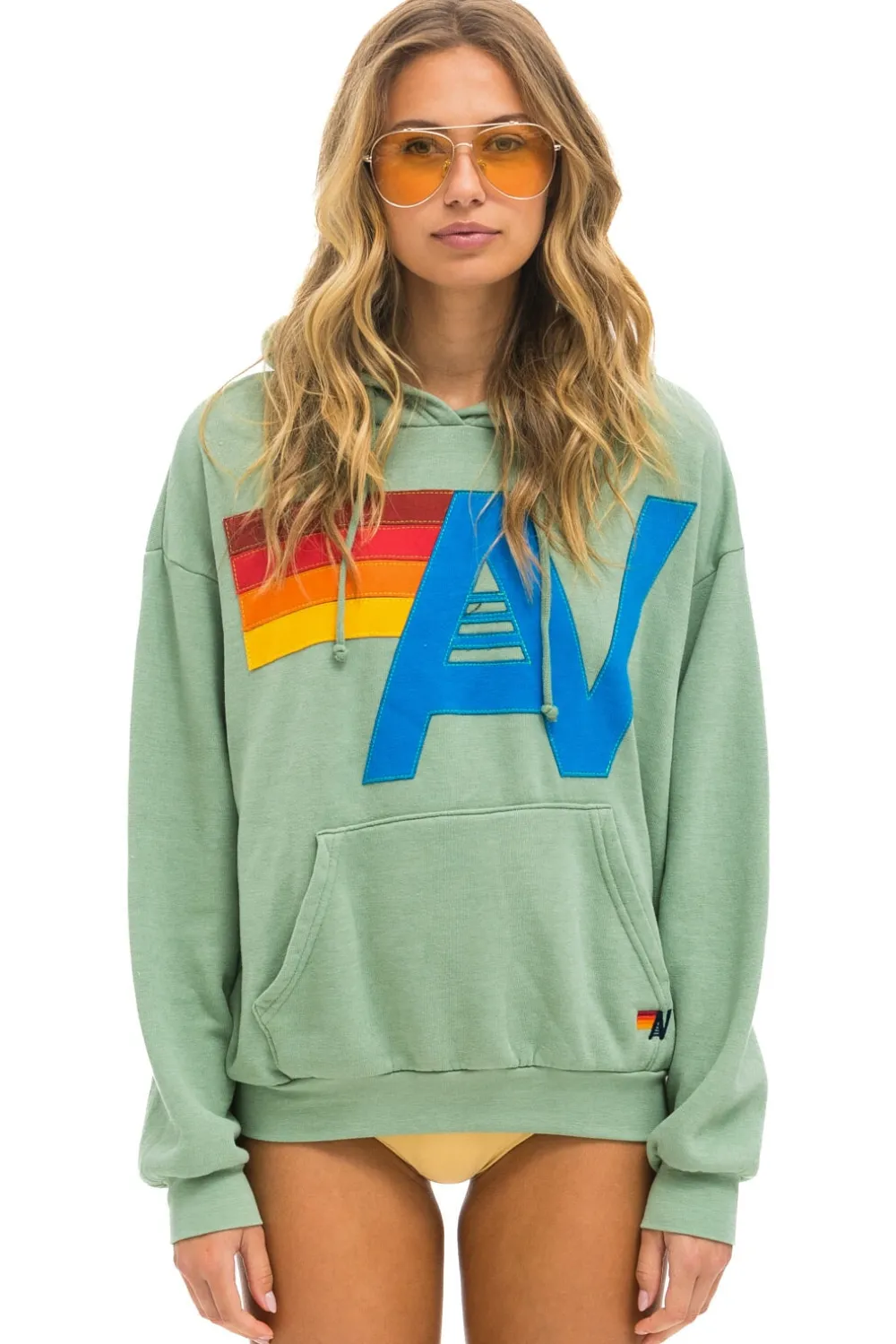 Hoodies | Hoodies | Aviator Nation LOGO STITCH PULLOVER RELAXED HOODIE - SAGE