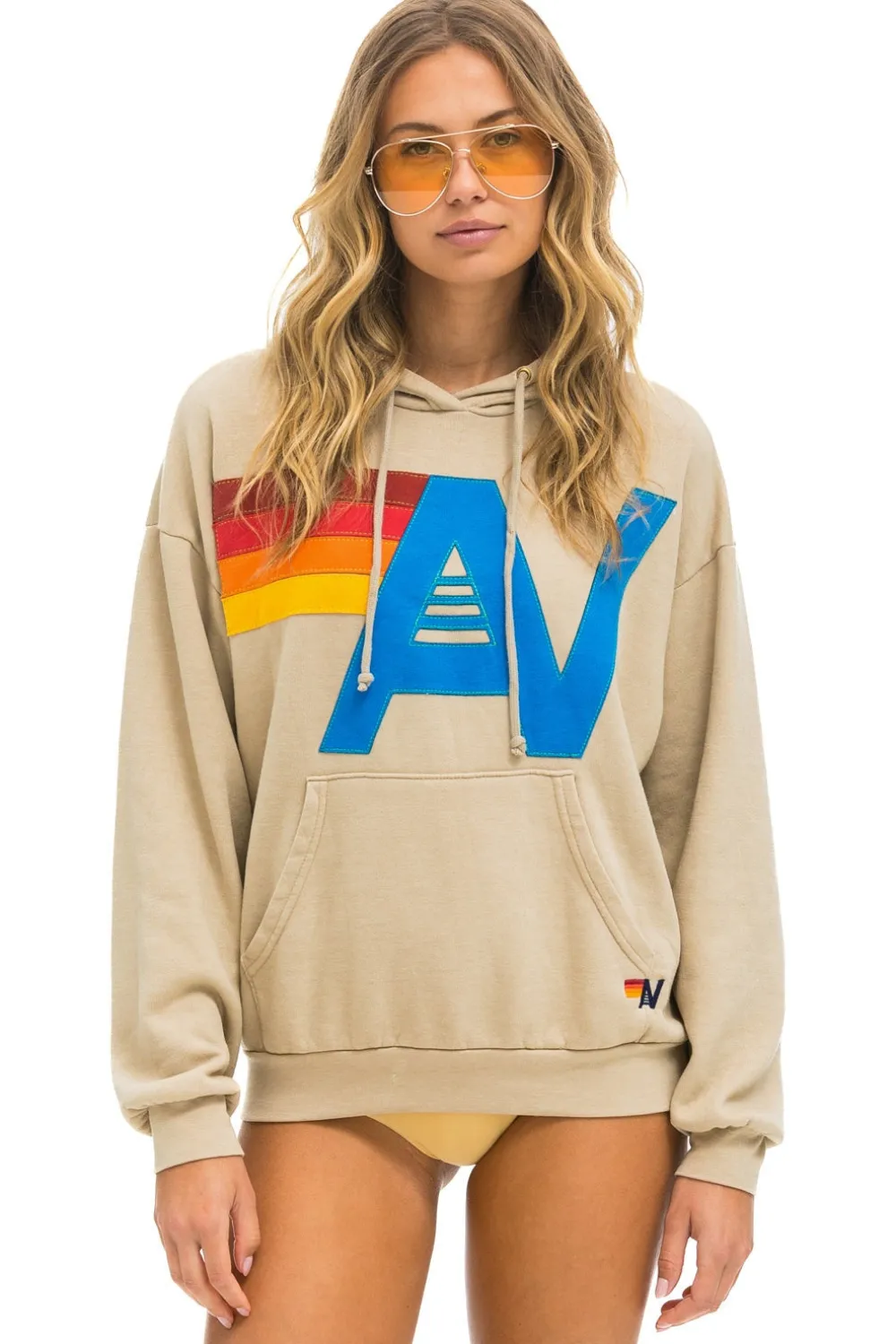 Hoodies | Hoodies | Aviator Nation LOGO STITCH PULLOVER RELAXED HOODIE - SAND