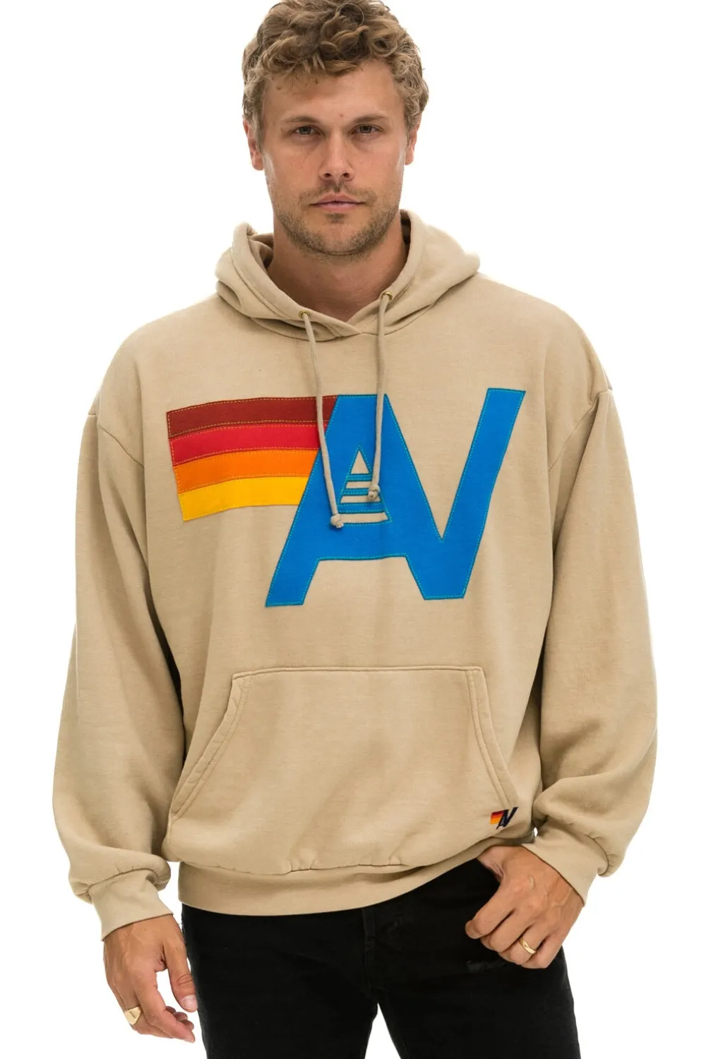 Hoodies | Hoodies | Aviator Nation LOGO STITCH PULLOVER RELAXED HOODIE - SAND