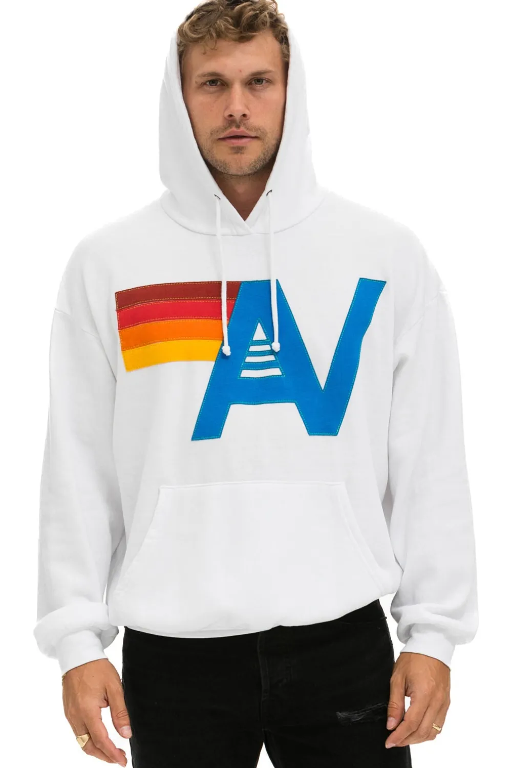 Hoodies | Hoodies | Aviator Nation LOGO STITCH PULLOVER RELAXED HOODIE - WHITE