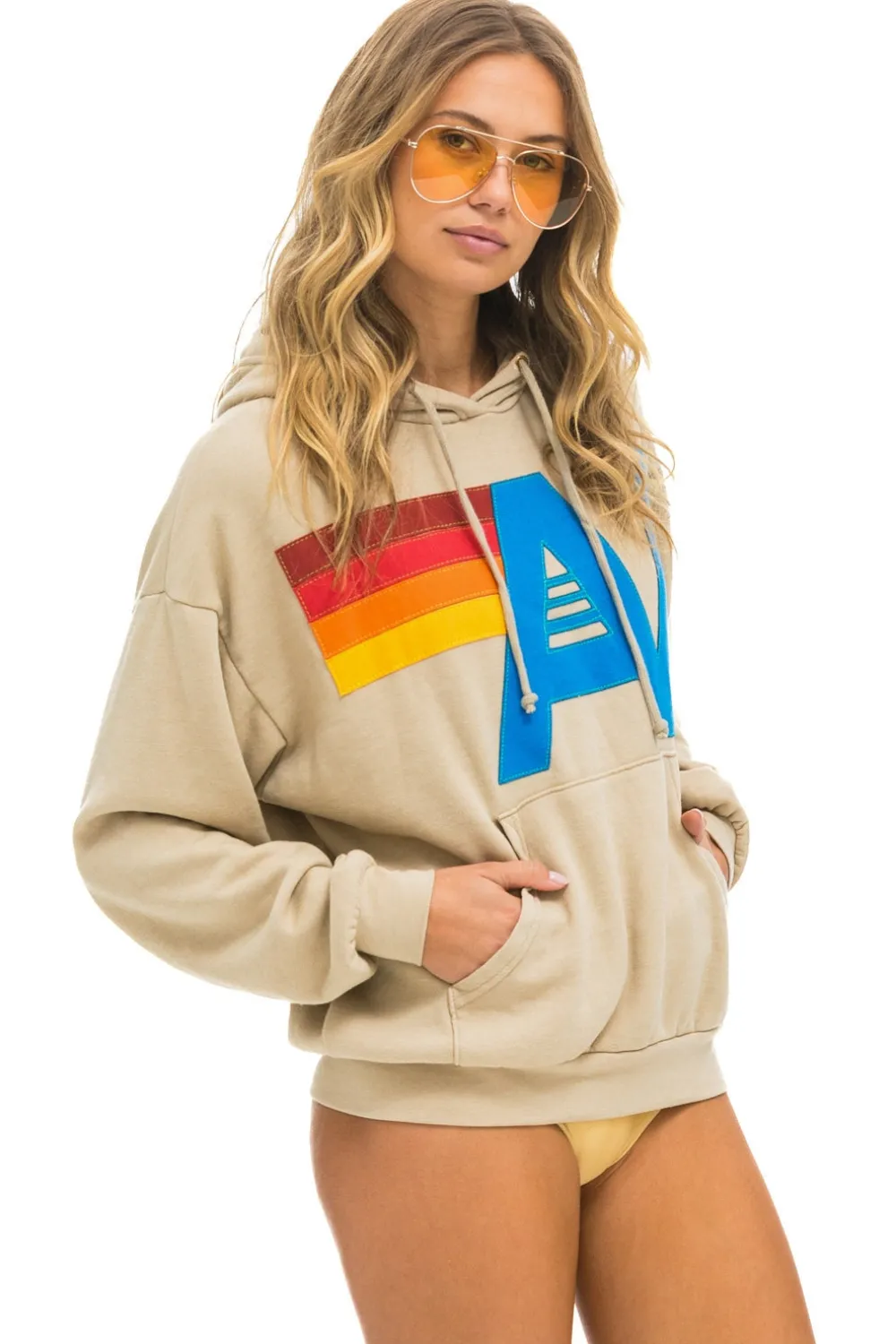 Hoodies | Hoodies | Aviator Nation LOGO STITCH PULLOVER RELAXED HOODIE - SAND