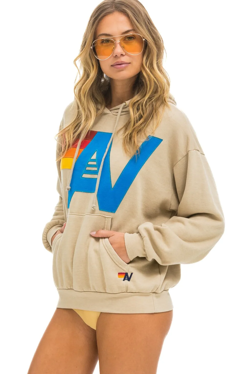 Hoodies | Hoodies | Aviator Nation LOGO STITCH PULLOVER RELAXED HOODIE - SAND