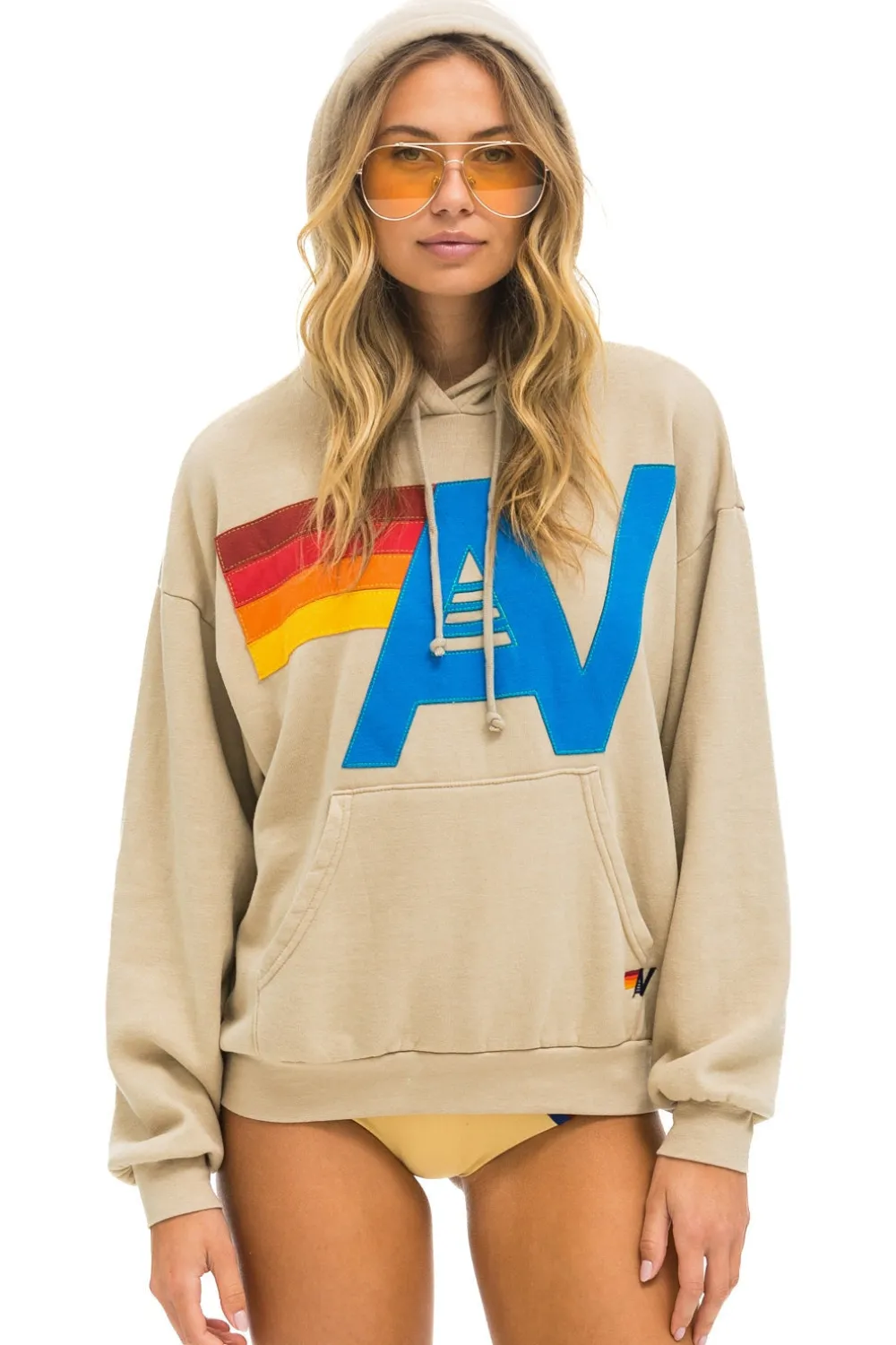 Hoodies | Hoodies | Aviator Nation LOGO STITCH PULLOVER RELAXED HOODIE - SAND