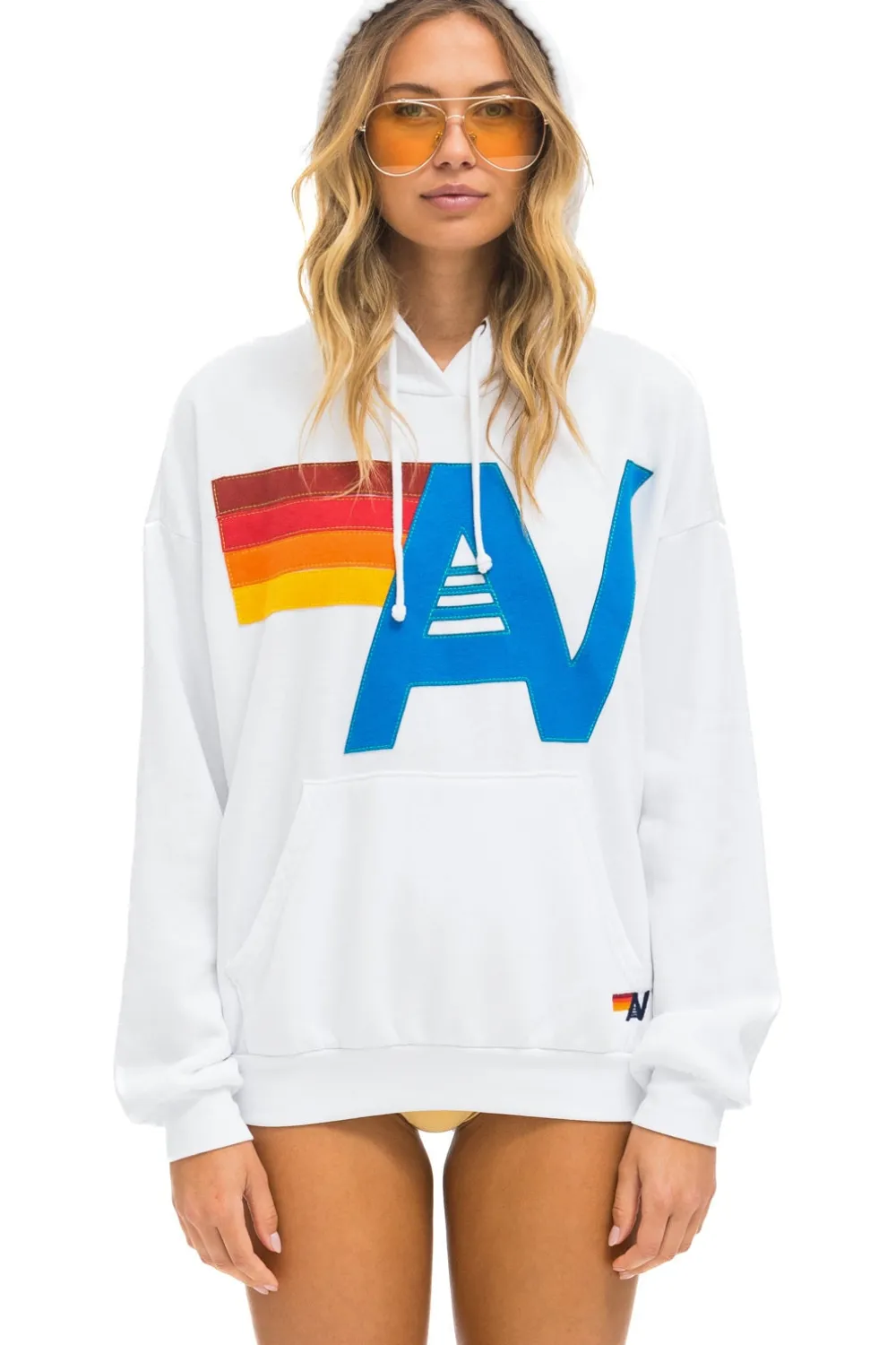 Hoodies | Hoodies | Aviator Nation LOGO STITCH PULLOVER RELAXED HOODIE - WHITE