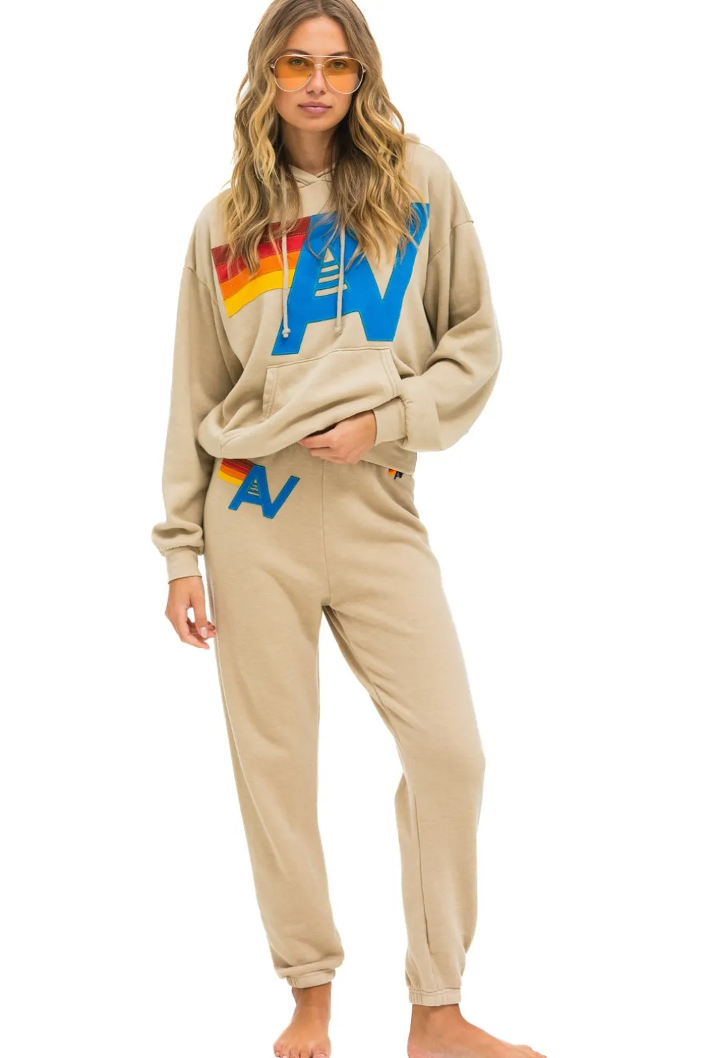 Hoodies | Hoodies | Aviator Nation LOGO STITCH PULLOVER RELAXED HOODIE - SAND