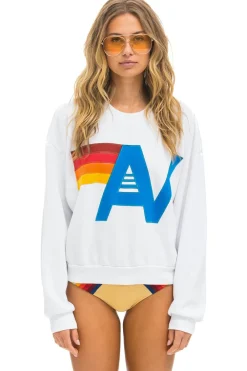 Sweatshirts | Sweatshirts | Aviator Nation LOGO STITCH RELAXED CREW SWEATSHIRT - WHITE