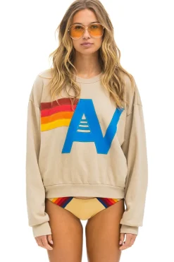 Sweatshirts | Sweatshirts | Aviator Nation LOGO STITCH RELAXED CREW SWEATSHIRT - SAND
