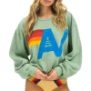Sweatshirts | Sweatshirts | Aviator Nation LOGO STITCH RELAXED CREW SWEATSHIRT - SAGE