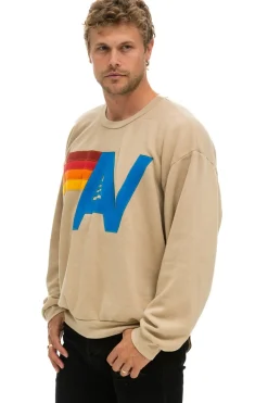 Sweatshirts | Sweatshirts | Aviator Nation LOGO STITCH RELAXED CREW SWEATSHIRT - SAND