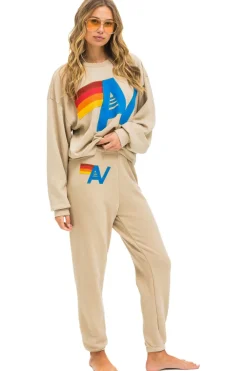 Sweatshirts | Sweatshirts | Aviator Nation LOGO STITCH RELAXED CREW SWEATSHIRT - SAND