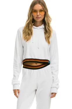 Hoodies | Aviator Nation LOGO STRIPE CROP PULLOVER HOODIE - WHITE