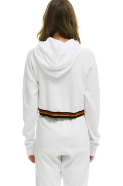 Hoodies | Aviator Nation LOGO STRIPE CROP PULLOVER HOODIE - WHITE