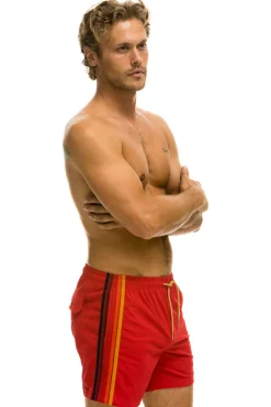 Boardshorts | Shorts | Aviator Nation MEN'S 5 STRIPE FLEX SHORTS - RED