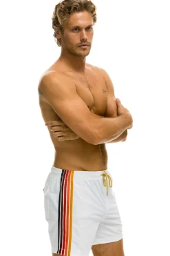 Boardshorts | Shorts | Aviator Nation MEN'S 5 STRIPE FLEX SHORTS - WHITE