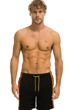 Shorts | Boardshorts | Aviator Nation MEN'S 5 STRIPE FLEX SHORTS 7 INCH - BLACK