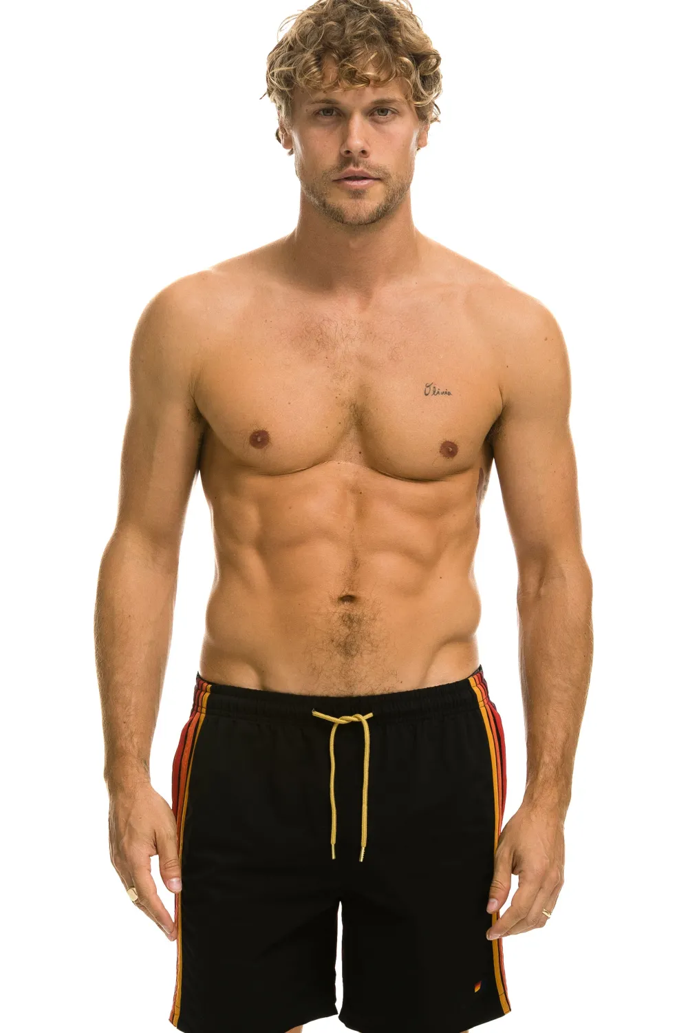 Shorts | Boardshorts | Aviator Nation MEN'S 5 STRIPE FLEX SHORTS 7 INCH - BLACK