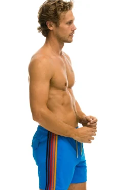 Boardshorts | Shorts | Aviator Nation MEN'S 5 STRIPE FLEX SHORTS - PARROT BLUE PARROTBLUE