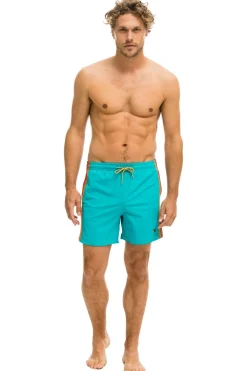 Boardshorts | Shorts | Aviator Nation MEN'S 5 STRIPE FLEX SHORTS - JADE