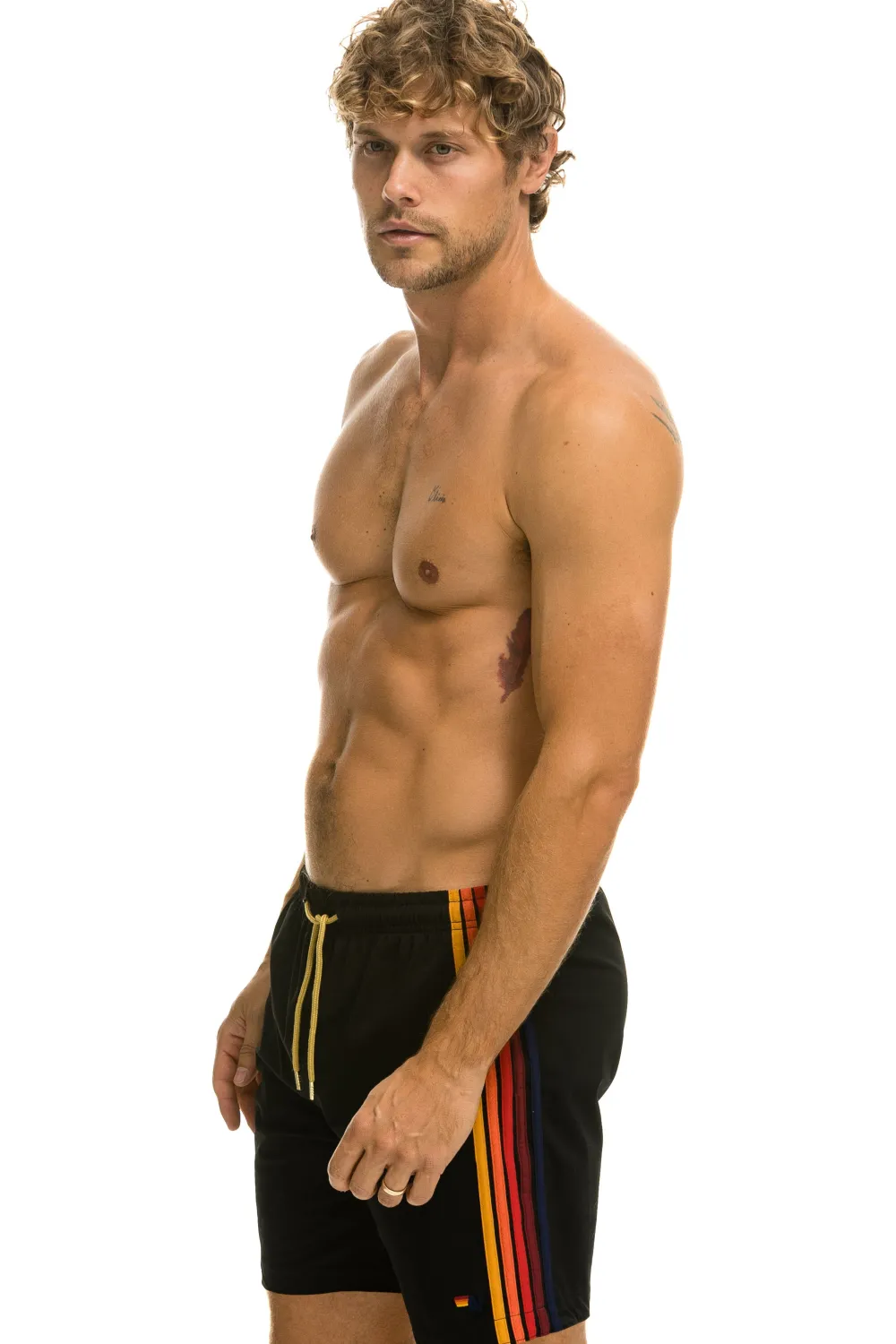 Shorts | Boardshorts | Aviator Nation MEN'S 5 STRIPE FLEX SHORTS 7 INCH - BLACK