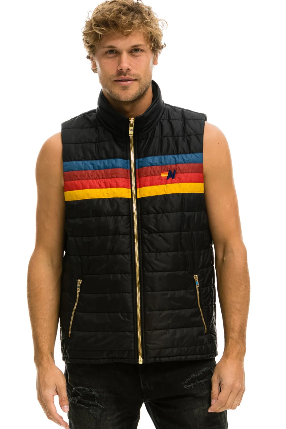 Vests | Aviator Nation MEN'S 4 STRIPE VEST - BLACK