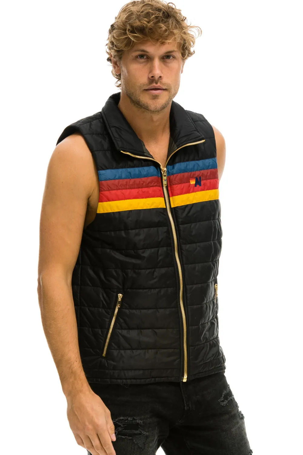 Vests | Aviator Nation MEN'S 4 STRIPE VEST - BLACK