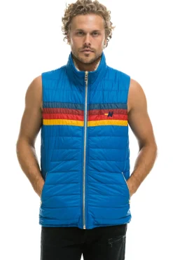 Vests | Aviator Nation MEN'S 4 STRIPE VEST SHERPA- SNORKEL BLUE SNORKELBLUEVestAviatorNation