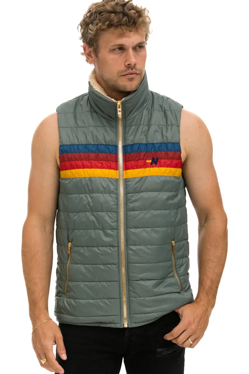 Vests | Aviator Nation MEN'S 4 STRIPE VEST SHERPA - SEDONA