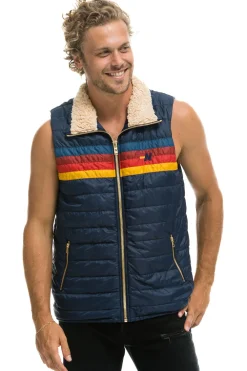 Vests | Aviator Nation MEN'S 4 STRIPE VEST SHERPA - NAVY