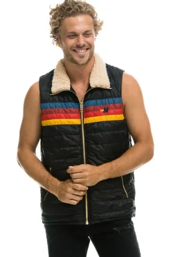 Vests | Aviator Nation MEN'S 4 STRIPE VEST SHERPA - BLACK
