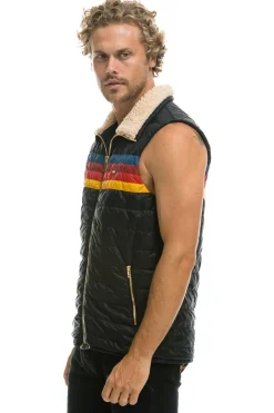 Vests | Aviator Nation MEN'S 4 STRIPE VEST SHERPA - BLACK