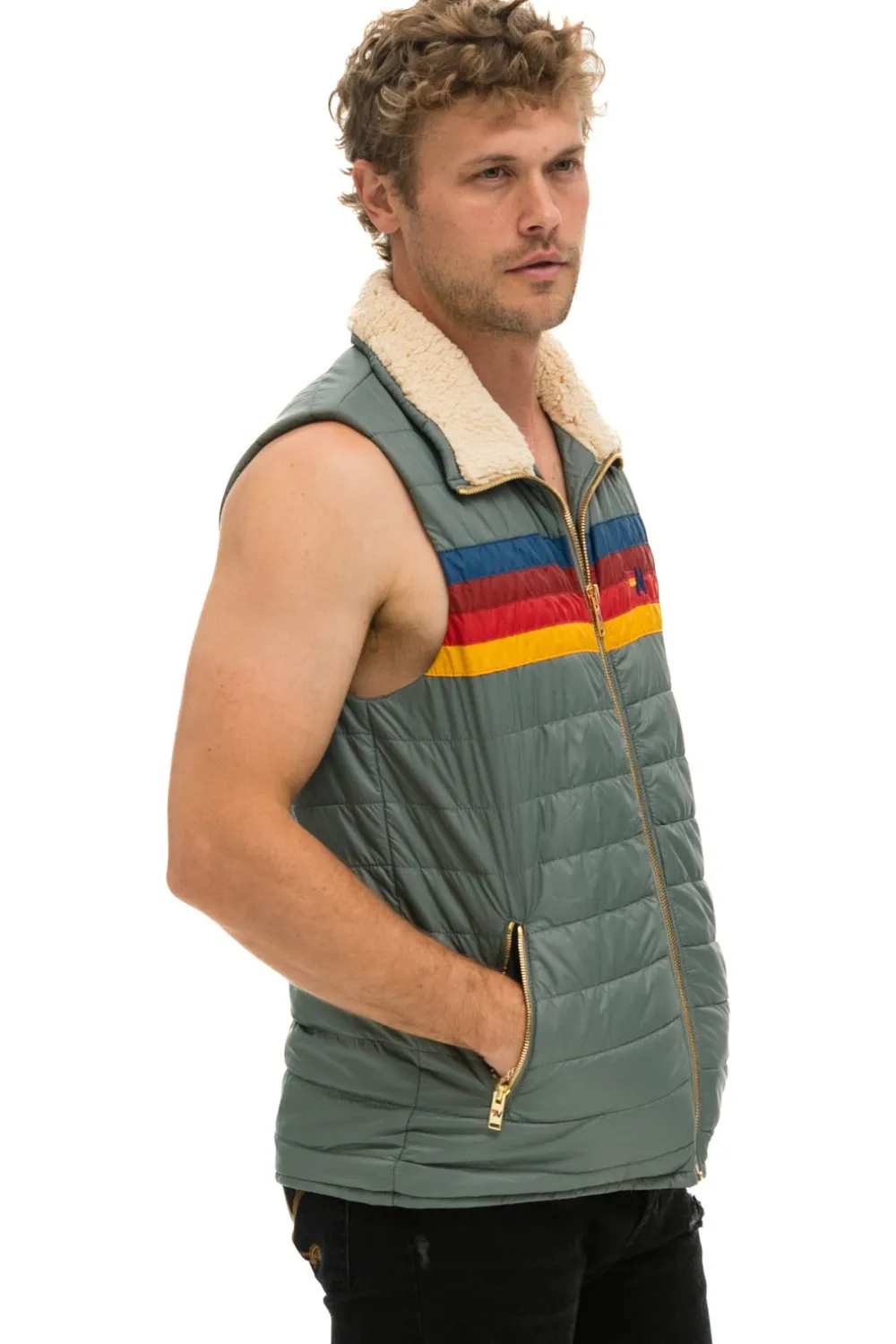 Vests | Aviator Nation MEN'S 4 STRIPE VEST SHERPA - SEDONA