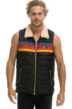 Vests | Aviator Nation MEN'S 4 STRIPE VEST SHERPA - BLACK