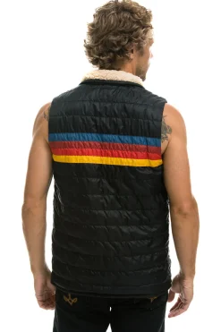 Vests | Aviator Nation MEN'S 4 STRIPE VEST SHERPA - BLACK