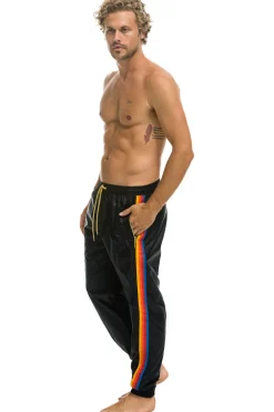 Wind Breakers | Aviator Nation MEN'S 4 STRIPE WIND PANT - BLACK