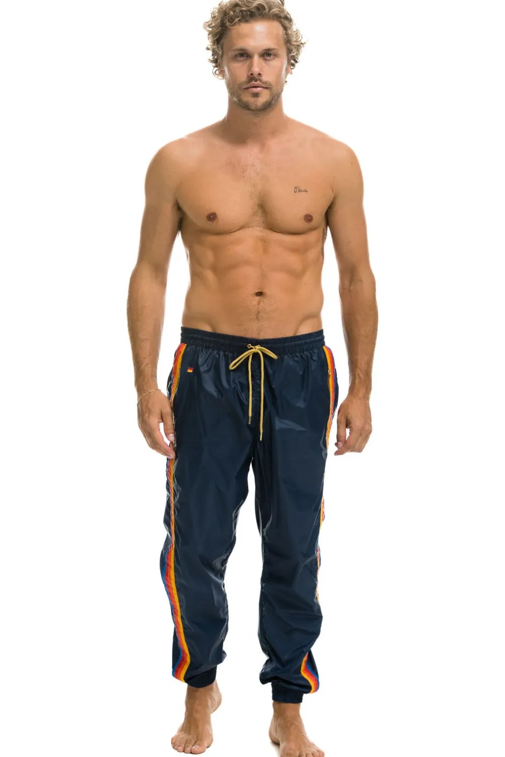 Wind Breakers | Aviator Nation MEN'S 4 STRIPE WIND PANT - NAVY