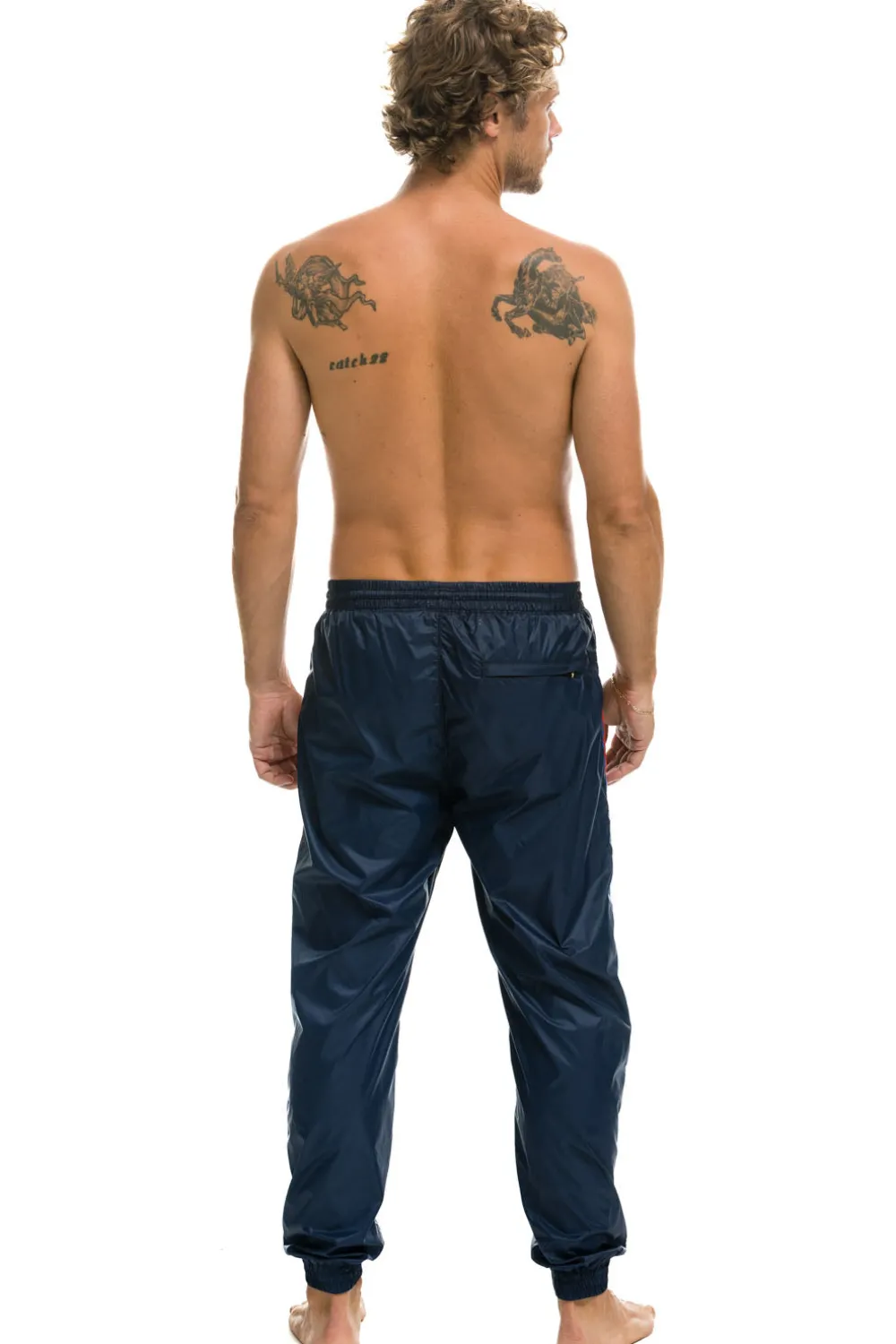 Wind Breakers | Aviator Nation MEN'S 4 STRIPE WIND PANT - NAVY