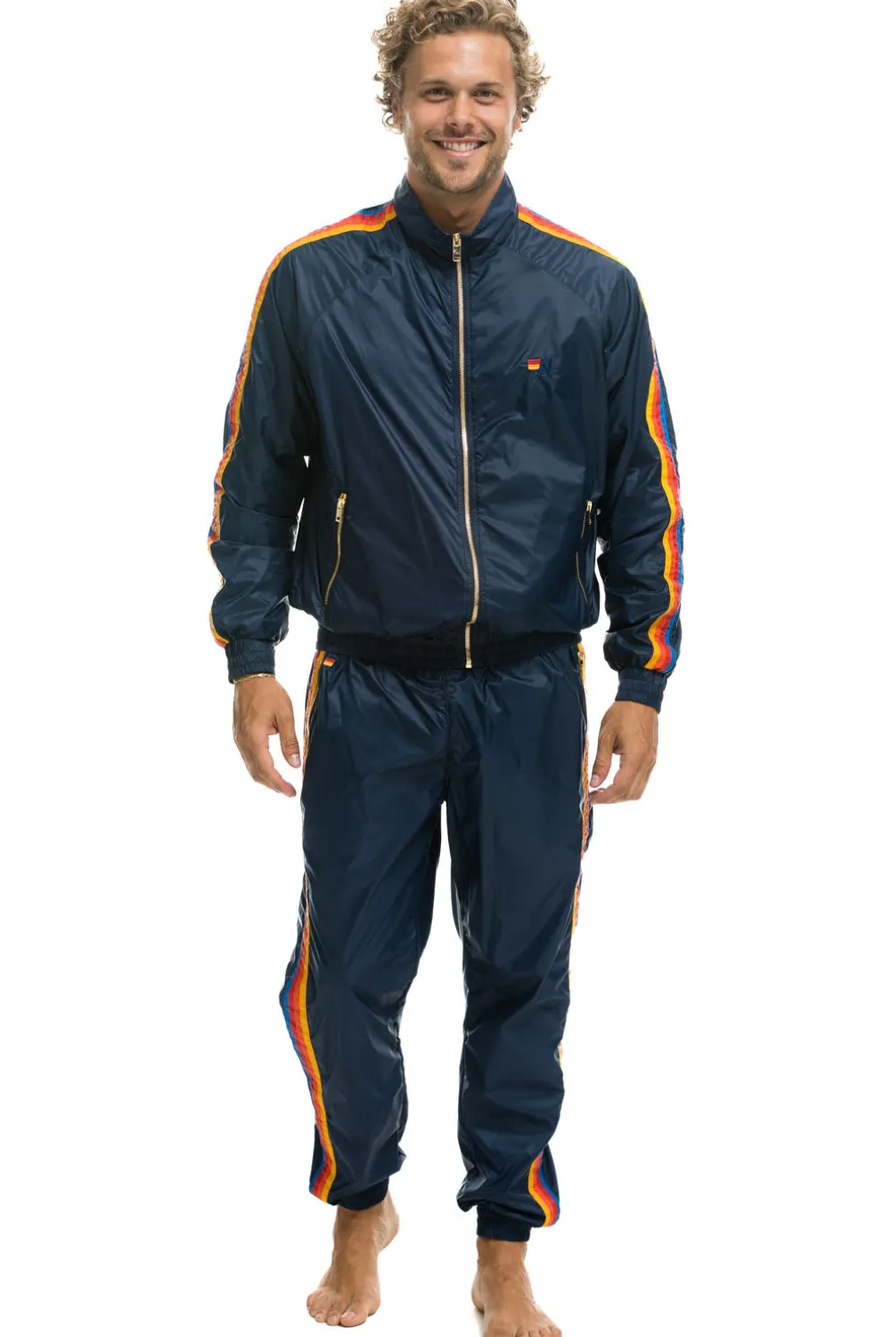 Wind Breakers | Aviator Nation MEN'S 4 STRIPE WIND PANT - NAVY