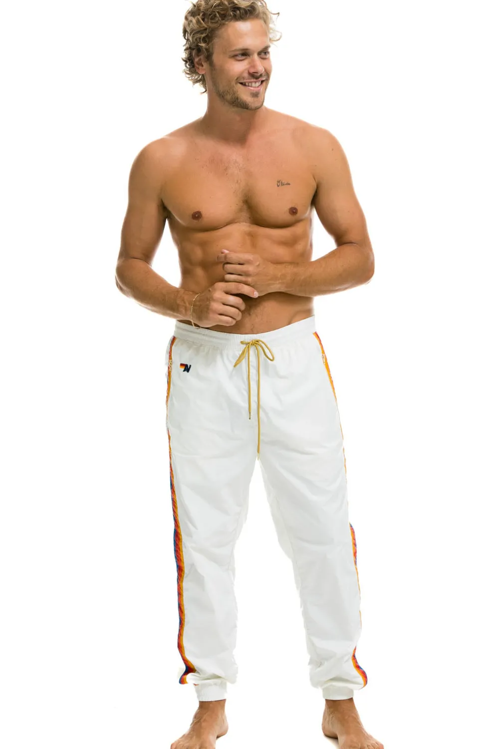 Wind Breakers | Aviator Nation MEN'S 4 STRIPE WIND PANT - WHITE